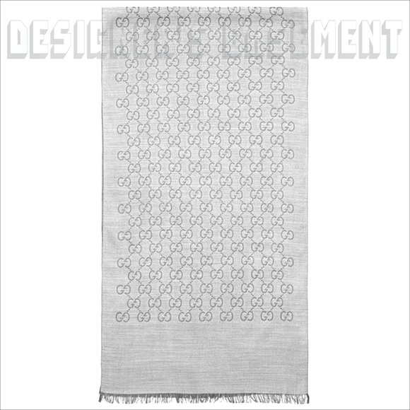 GUCCI light & med Heather Gray GGNAT wool & silk 18x70" shawl Pashmina scarf NWT - Picture 5 of 10